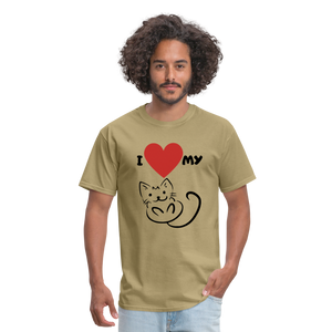 I HEART MY CAT Men's T-Shirt - khaki