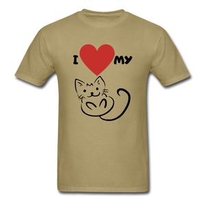 I HEART MY CAT Men's T-Shirt - khaki