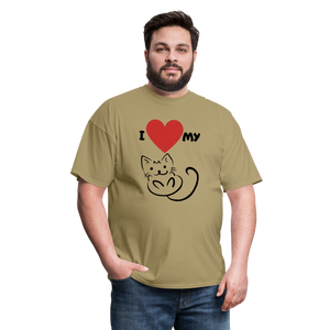 I HEART MY CAT Men's T-Shirt - khaki
