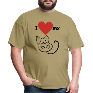 I HEART MY CAT Men's T-Shirt - khaki