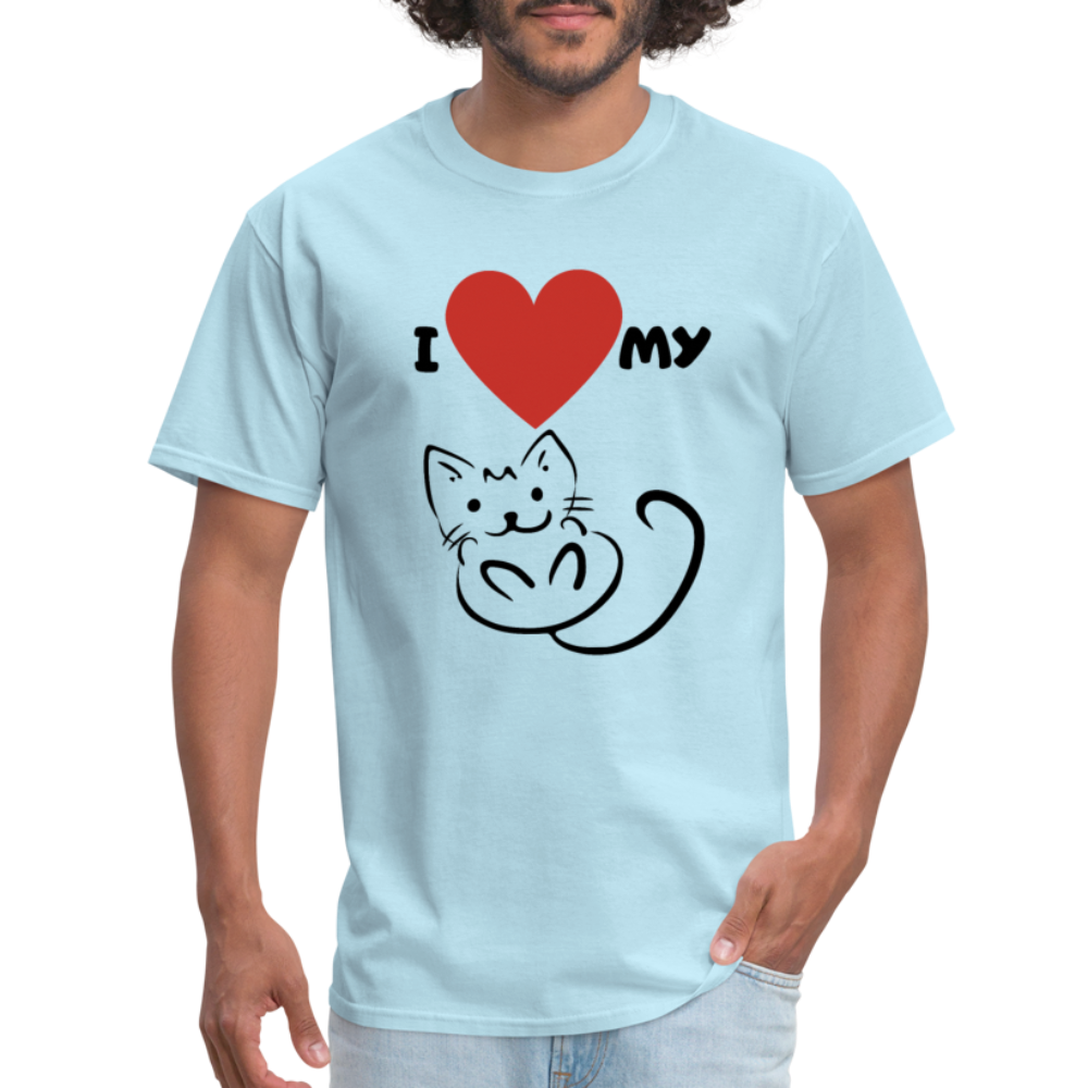 I HEART MY CAT Men's T-Shirt - powder blue