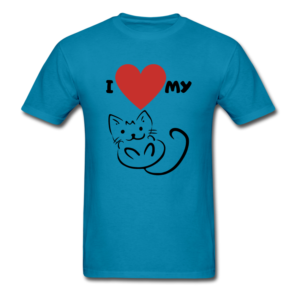 I HEART MY CAT Men's T-Shirt - turquoise