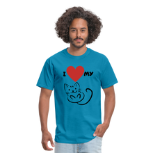 Load image into Gallery viewer, I HEART MY CAT Men&#39;s T-Shirt - turquoise