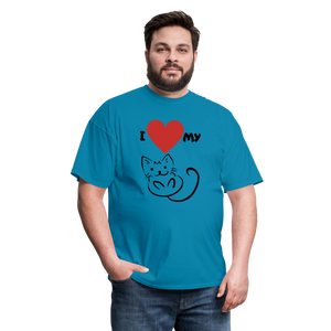 I HEART MY CAT Men's T-Shirt - turquoise