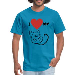 I HEART MY CAT Men's T-Shirt - turquoise