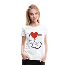 Load image into Gallery viewer, I HEART MY CAT Women&#39;s Premium T-Shirt - white