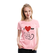 Load image into Gallery viewer, I HEART MY CAT Women&#39;s Premium T-Shirt - pink