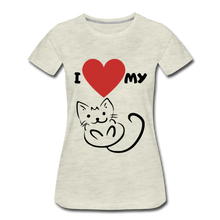 Load image into Gallery viewer, I HEART MY CAT Women&#39;s Premium T-Shirt - heather oatmeal