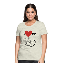 Load image into Gallery viewer, I HEART MY CAT Women&#39;s Premium T-Shirt - heather oatmeal