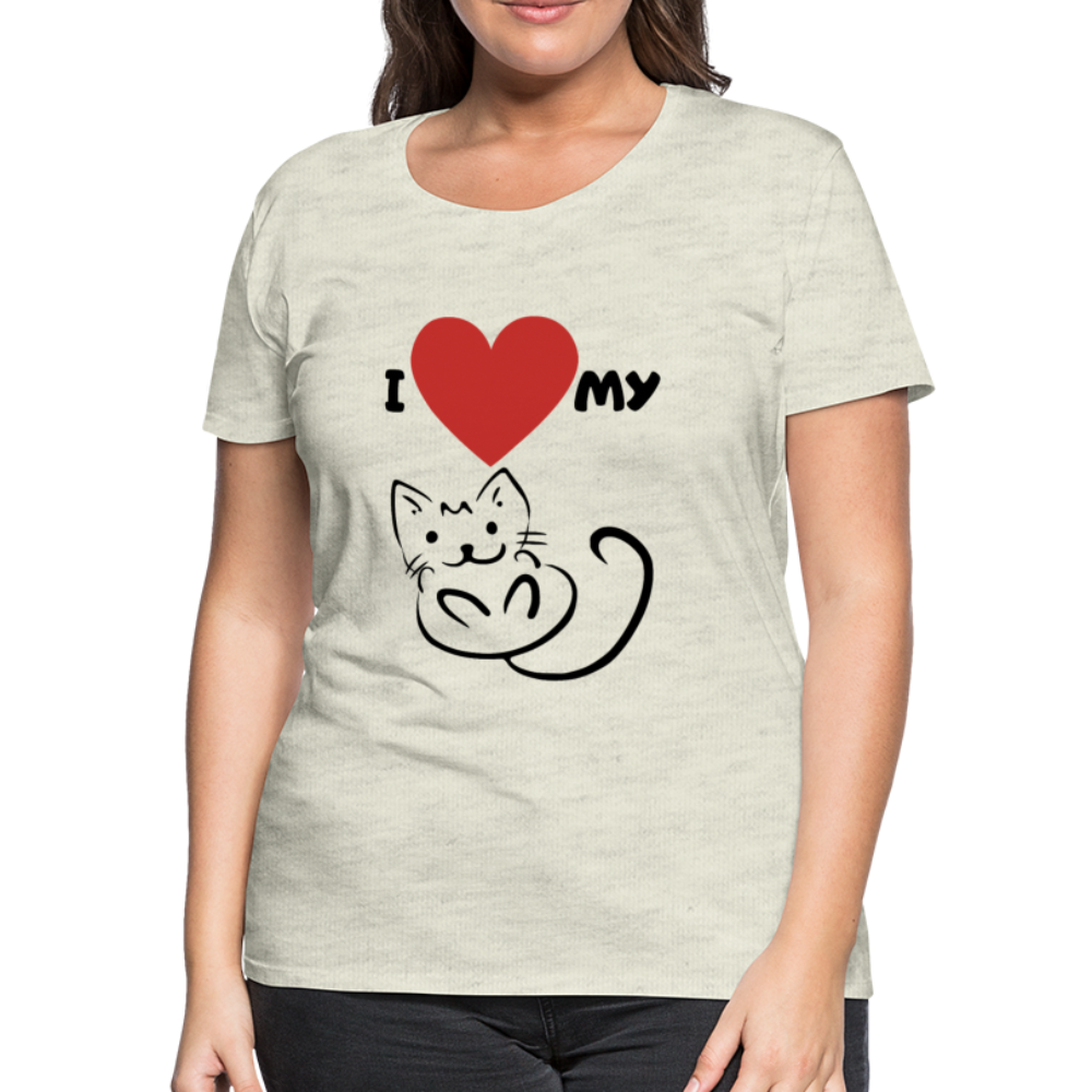 I HEART MY CAT Women's Premium T-Shirt - heather oatmeal