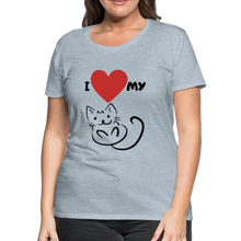 Load image into Gallery viewer, I HEART MY CAT Women&#39;s Premium T-Shirt - heather ice blue