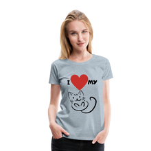 Load image into Gallery viewer, I HEART MY CAT Women&#39;s Premium T-Shirt - heather ice blue