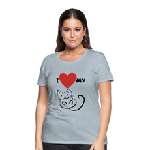 Load image into Gallery viewer, I HEART MY CAT Women&#39;s Premium T-Shirt - heather ice blue