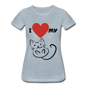 I HEART MY CAT Women's Premium T-Shirt - heather ice blue