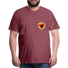 Load image into Gallery viewer, Official Cat Lover Badge (left breast) Men&#39;s Premium T-Shirt - heather burgundy