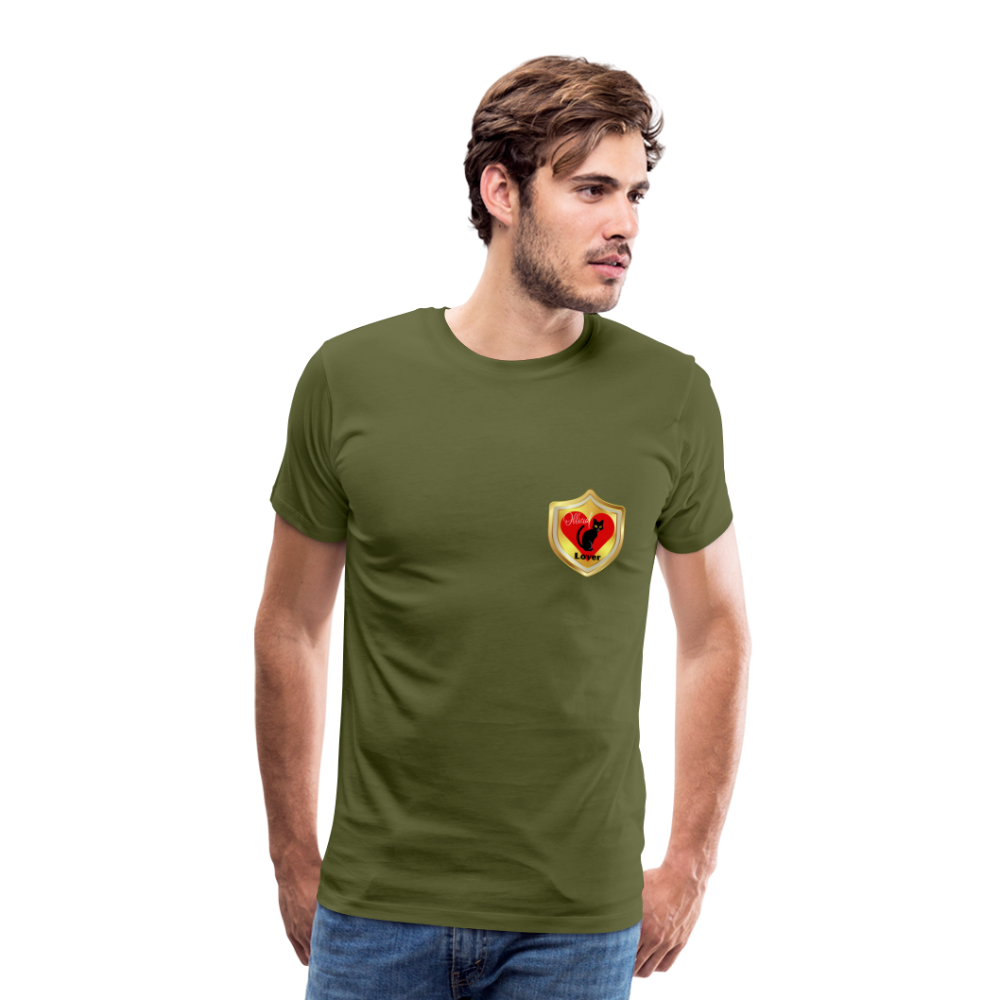 Official Cat Lover Badge (left breast) Men's Premium T-Shirt - olive green