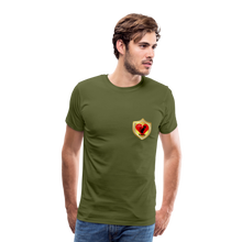 Load image into Gallery viewer, Official Cat Lover Badge (left breast) Men&#39;s Premium T-Shirt - olive green