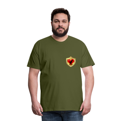Official Cat Lover Badge (left breast) Men's Premium T-Shirt - olive green