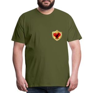 Official Cat Lover Badge (left breast) Men's Premium T-Shirt - olive green