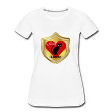 Load image into Gallery viewer, Official Cat Lover Badge Women&#39;s Premium T-Shirt - white
