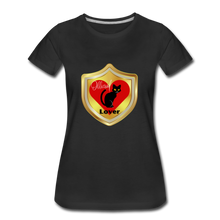 Load image into Gallery viewer, Official Cat Lover Badge Women&#39;s Premium T-Shirt - black
