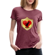 Load image into Gallery viewer, Official Cat Lover Badge Women&#39;s Premium T-Shirt - heather burgundy