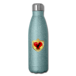 Official Cat Lover Badge Insulated Stainless Steel Water Bottle - turquoise glitter
