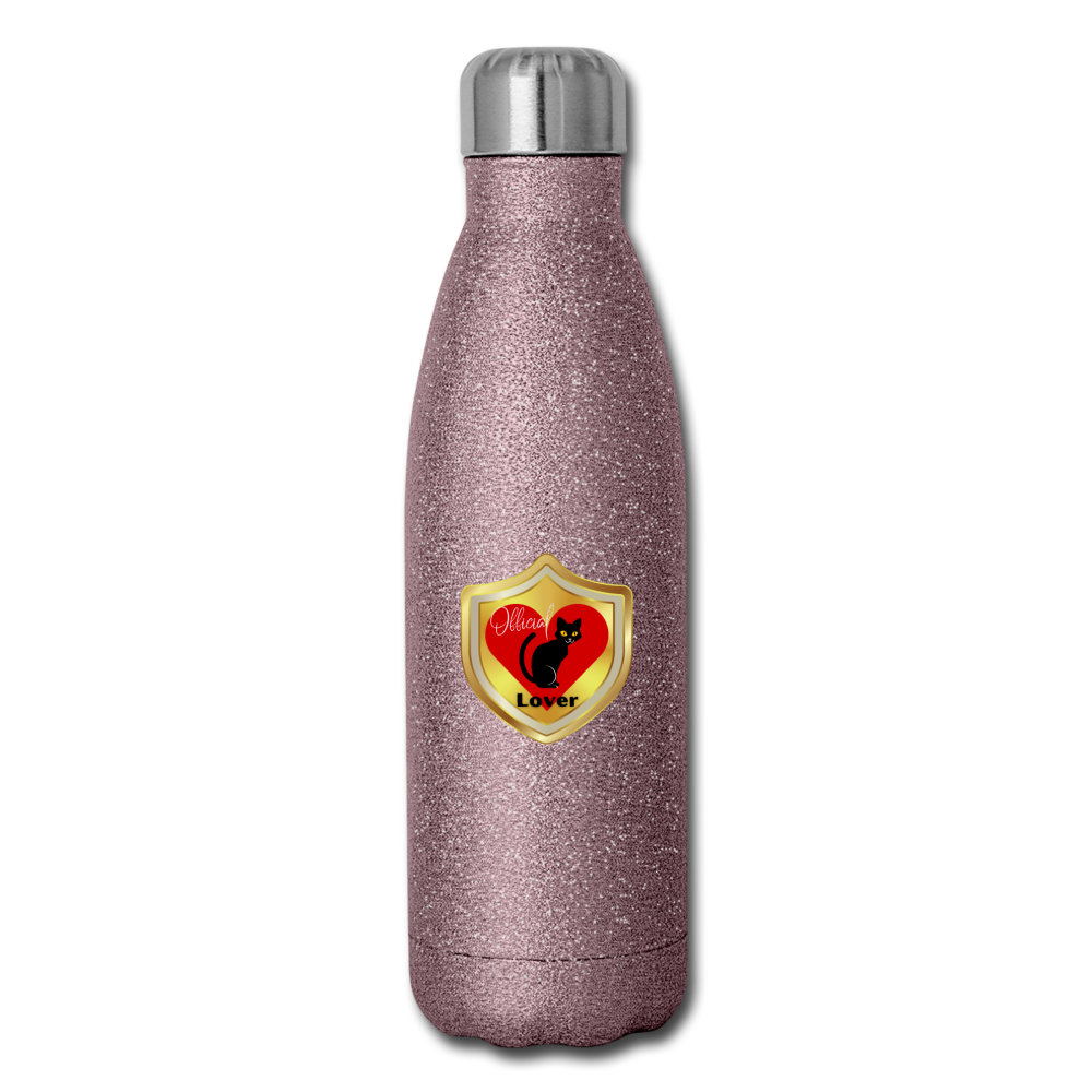 Official Cat Lover Badge Insulated Stainless Steel Water Bottle - pink glitter