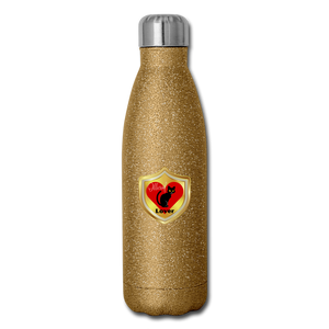 Official Cat Lover Badge Insulated Stainless Steel Water Bottle - gold glitter