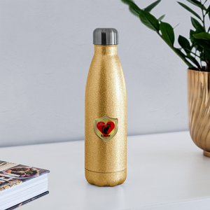Official Cat Lover Badge Insulated Stainless Steel Water Bottle - gold glitter