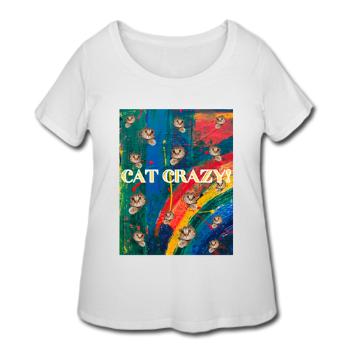 CAT CRAZY Women's Curvy T-Shirt - white
