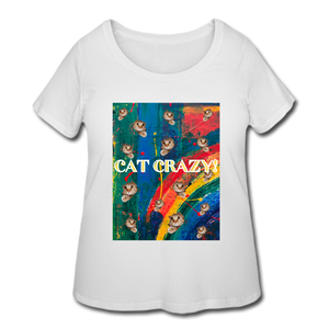 CAT CRAZY Women's Curvy T-Shirt - white
