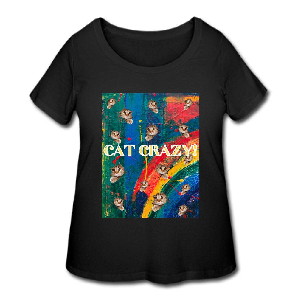 CAT CRAZY Women's Curvy T-Shirt - black