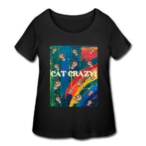 CAT CRAZY Women's Curvy T-Shirt - black