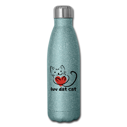 Official Luv Dat Cat Insulated Stainless Steel Water Bottle - turquoise glitter