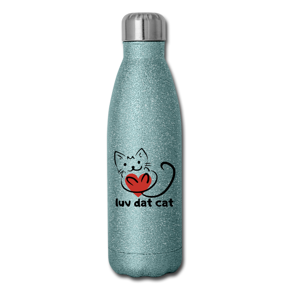 Official Luv Dat Cat Insulated Stainless Steel Water Bottle - turquoise glitter