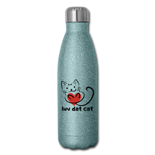 Load image into Gallery viewer, Official Luv Dat Cat Insulated Stainless Steel Water Bottle - turquoise glitter