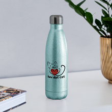 Load image into Gallery viewer, Official Luv Dat Cat Insulated Stainless Steel Water Bottle - turquoise glitter