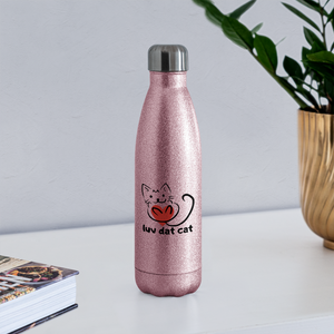Official Luv Dat Cat Insulated Stainless Steel Water Bottle - pink glitter