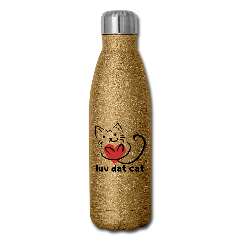 Official Luv Dat Cat Insulated Stainless Steel Water Bottle - gold glitter