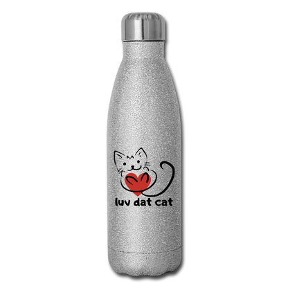 Official Luv Dat Cat Insulated Stainless Steel Water Bottle - silver glitter