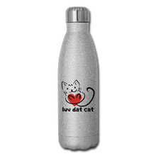 Load image into Gallery viewer, Official Luv Dat Cat Insulated Stainless Steel Water Bottle - silver glitter