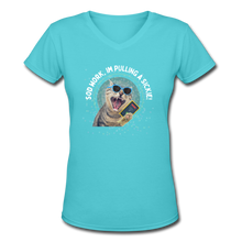 Load image into Gallery viewer, SOD WORK! Women&#39;s V-Neck T-Shirt - aqua