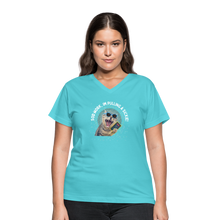 Load image into Gallery viewer, SOD WORK! Women&#39;s V-Neck T-Shirt - aqua