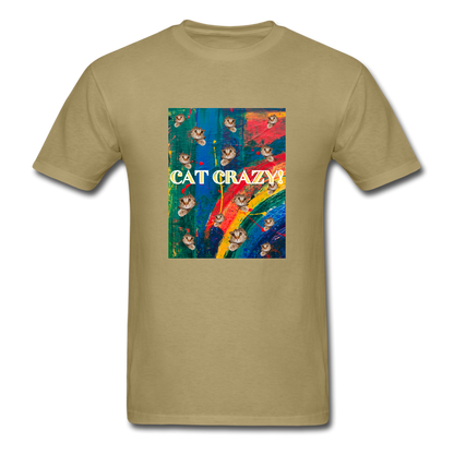 CAT CRAZY Men's T-Shirt - khaki