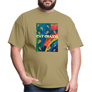 CAT CRAZY Men's T-Shirt - khaki