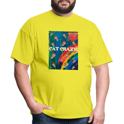 CAT CRAZY Men's T-Shirt - yellow