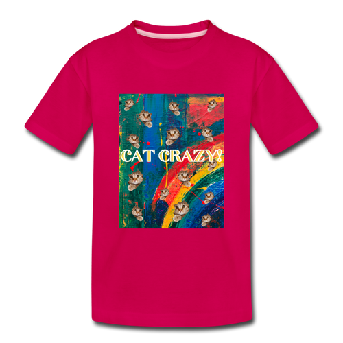 CAT CRAZY Toddler Premium T-Shirt - dark pink