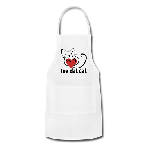 Official Luv Dat Cat Adjustable Apron - white