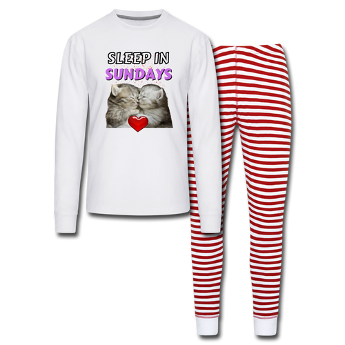 Sleep In Sundays Unisex Pyjama Set - white/red stripe